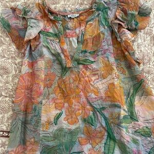 Rails Floral Ruffle Sleeve Top